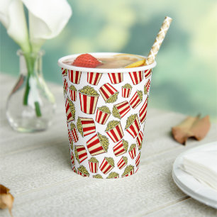 Red & Yellow Popcorn Icons for Movie Night  Paper Cups