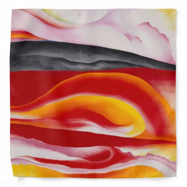 Red yellow red streak abstract by Georgia O'Keeffe Bandana (Front)