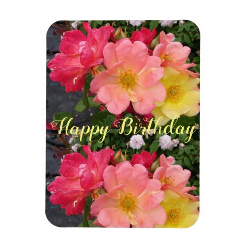 Red Yellow Rose Flower Floral Birthday Roses Magnet