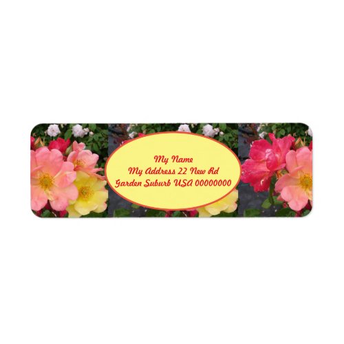 Red Yellow Rose Flower Floral Garden  Label
