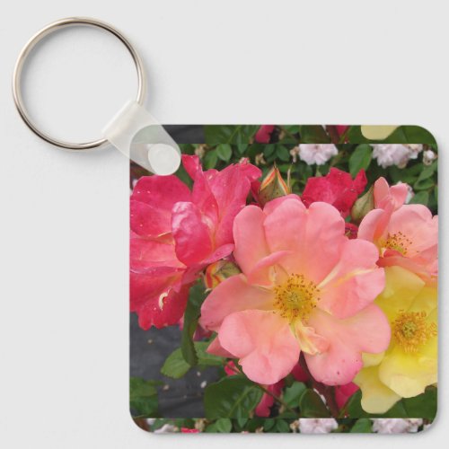 Red Yellow Rose Flower Floral Roses Key Ring