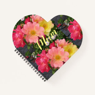 Red Yellow Rose Flower Floral Roses Mother Notebook