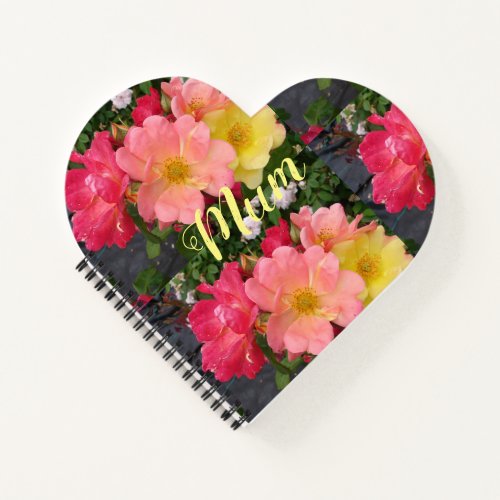 Red Yellow Rose Flower Floral Roses Mother Notebook