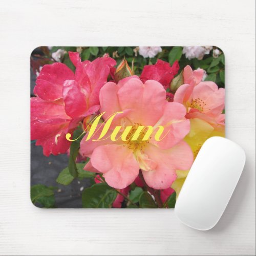 Red Yellow Rose Flower Floral Roses Mouse Pad