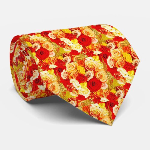 Red Yellow Roses Mens Tie