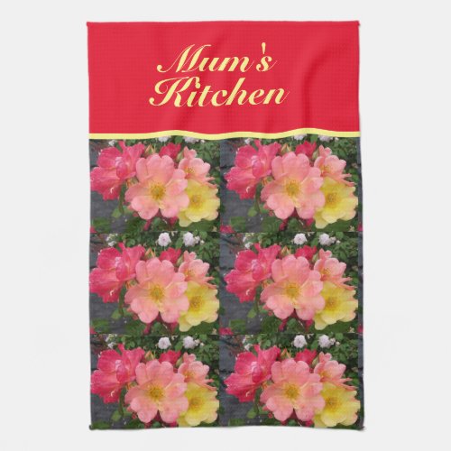 Red Yellow Roses Rose Flower Floral Kitchen Towel