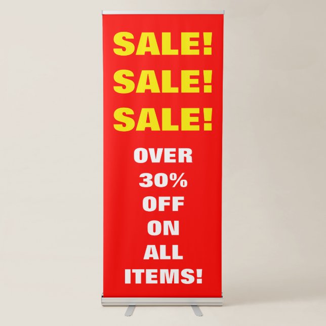 Red & Yellow "SALE! SALE! SALE!" Vertical Banner (Front)