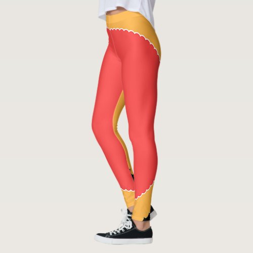 Red Yellow Scallop Leggings