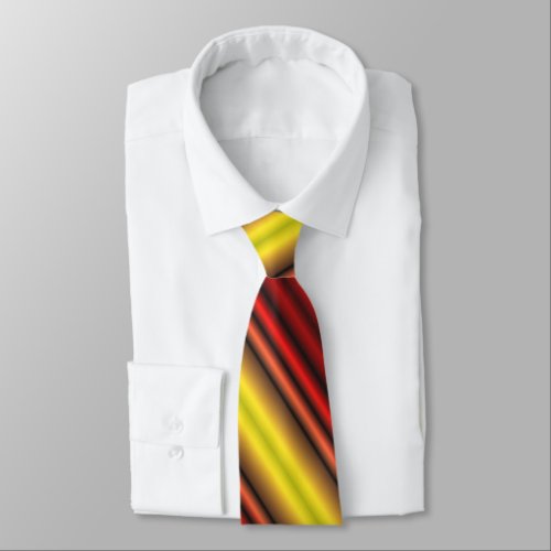 Red Yellow Shiny Stripes Pattern Neck Tie