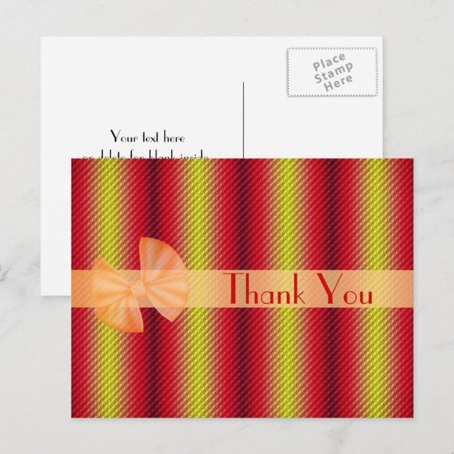 Red Yellow Shiny Stripes Thank You Postcard (Front/Back)