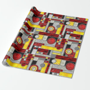 Red Yellow Stained Glass Wrapping Paper