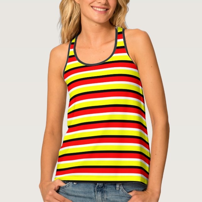 Red Yellow Stripes Pattern Design Tank Top (Front)