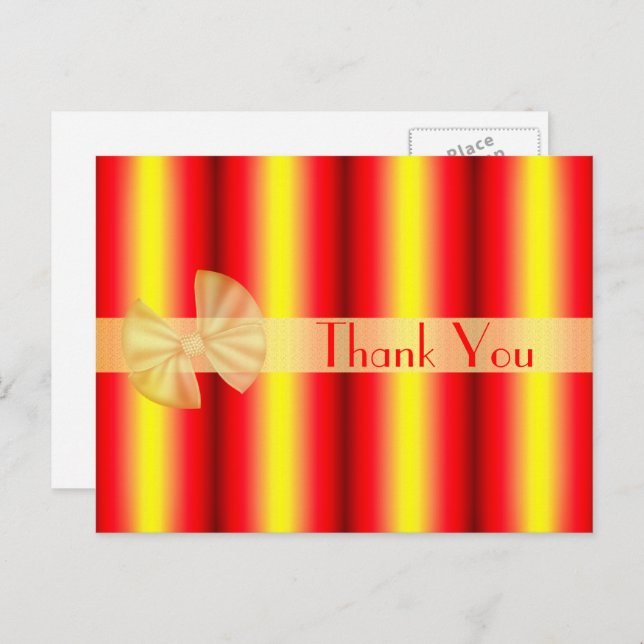 Red Yellow Stripes Thank You Postcard (Front/Back)