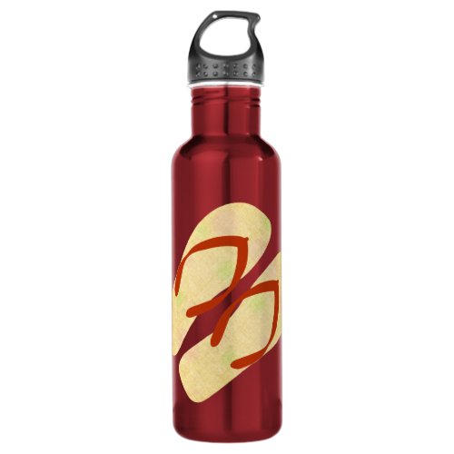 Red Yellow  Summer Beach Theme Flip Flops Water Bottle