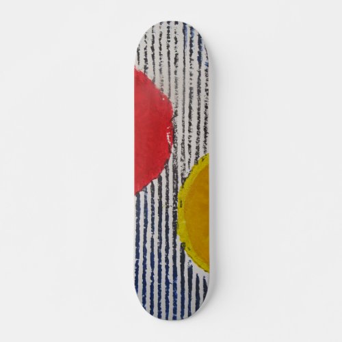 Red Yellow Sun Spot Black White Stripes Skateboard