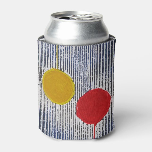 Red Yellow Sun Spot Polka Dot Abstract Can Cooler (Can Front)