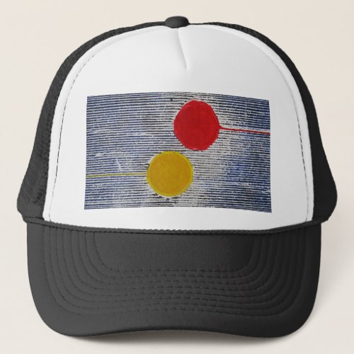 Red Yellow Sun Spot Polka Dot abstract Trucker Hat