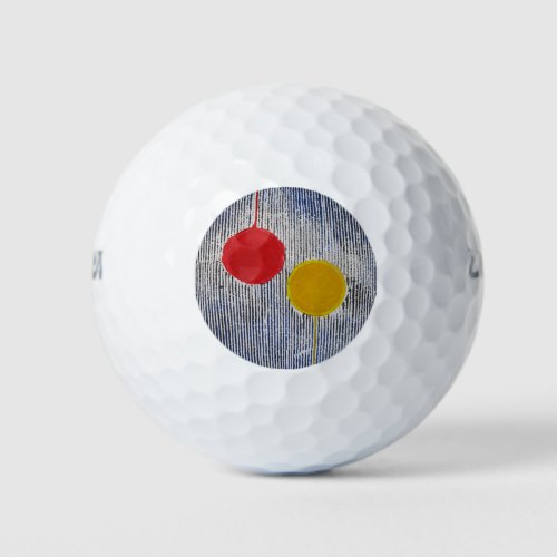 Red Yellow Sun Spot Polka Dots Abstract Golf Balls