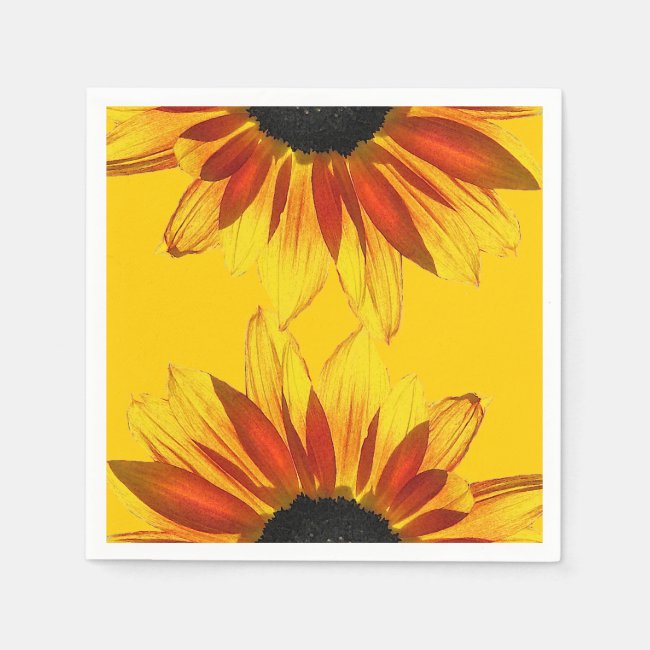 Red Yellow Sunflower for Ukraine Paper Napkins