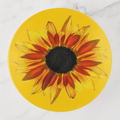 Red Yellow Sunflower for Ukraine Trinket Tray