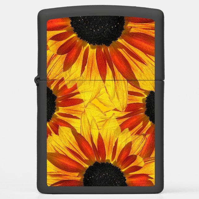 Red Yellow Sunflower Garden Flower Zippo Lighter (Front)