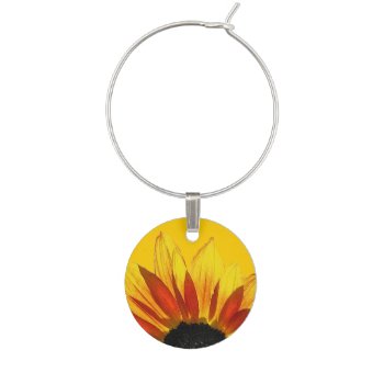 Red Yellow Sunflower Garden Flowers Wine Charm by Bebops at Zazzle