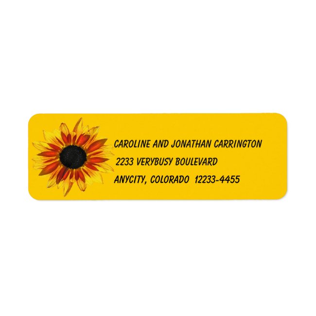 Red Yellow Sunflower Return Address Label