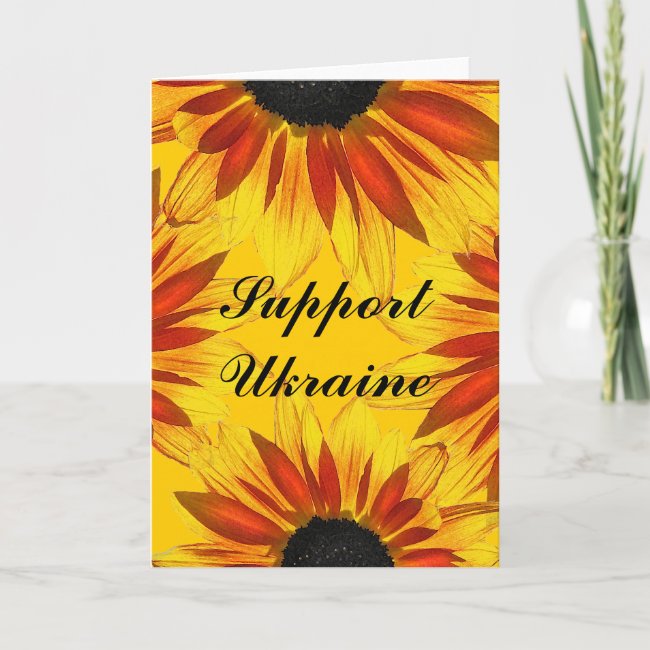 Red Yellow Sunflowers for Ukraine Blank Card