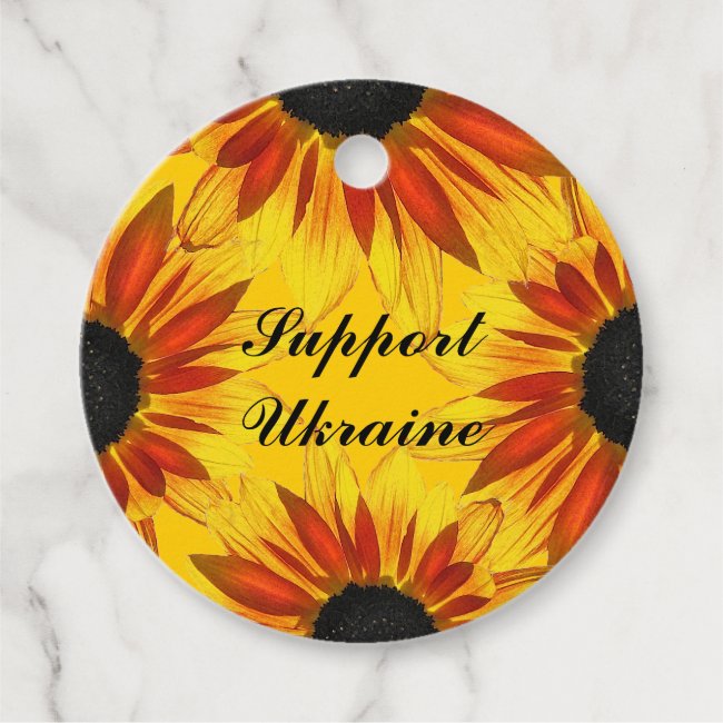 Red Yellow Sunflowers for Ukraine Favor Tags