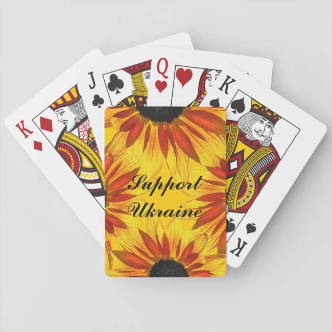 Red Yellow Sunflowers for Ukraine Playing Cards