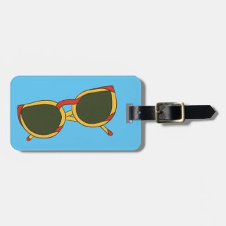 Red Yellow Sunglasses Blue Sky Luggage Tags