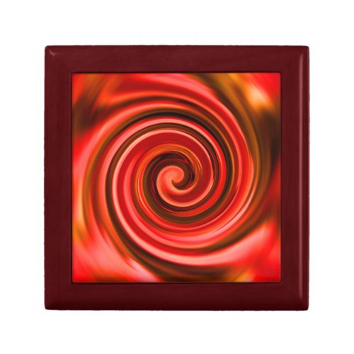 Red Yellow Swirls Abstract Art Jewelry Box