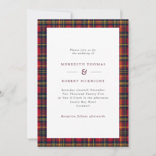 Red & Yellow Tartan Scottish Winter Wedding Invitation