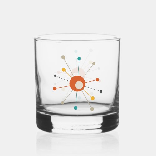 Red Yellow Teal Atomic Age Starburst Mid Century Whiskey Glass Red Yellow Teal Atomic Age Starburst Mid Century Whiskey Glass