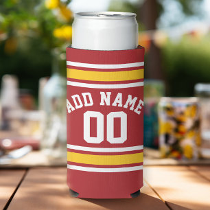 Red Yellow Team Jersey - Custom Name Number Seltzer Can Cooler