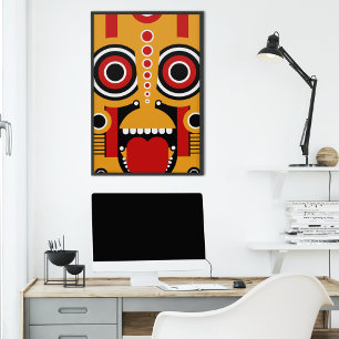 Red Yellow Tiki Metal Print