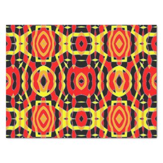 Red & Yellow Tribal Kaleidoscopic Op Art Pattern Tissue Paper