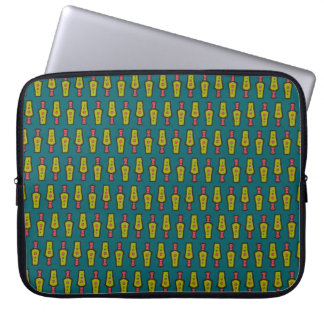 Red, Yellow Tribal Pattern on Teal: Laptop Sleeve