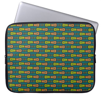 Red, Yellow Tribal Pattern on Teal: Laptop Sleeve