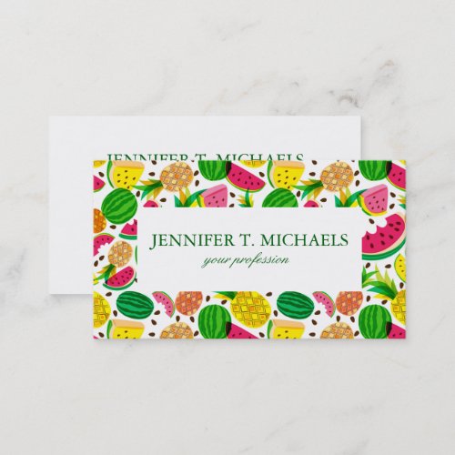 Red  Yellow Tropical Fruit Pattern Business Card