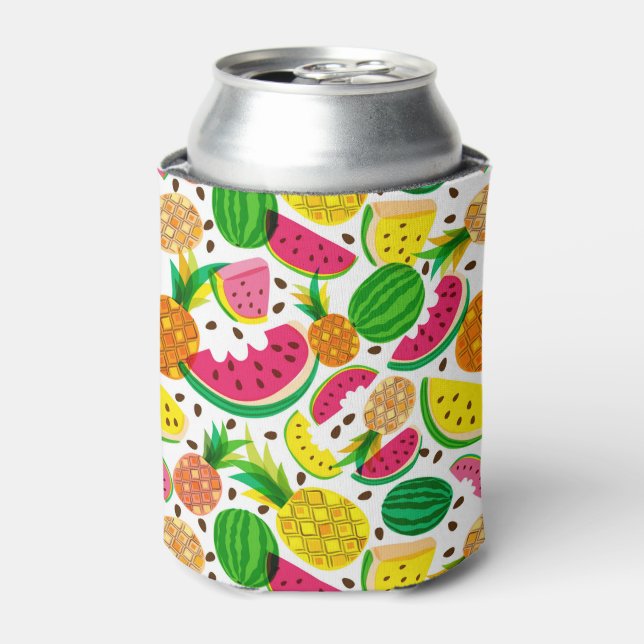 Red & Yellow Tropical Fruit Pattern Can Cooler (Can Front)