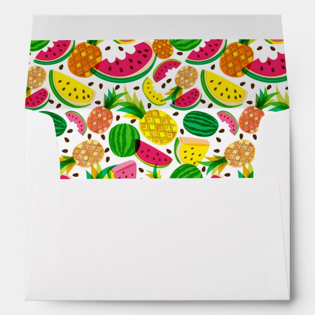 Red & Yellow Tropical Fruit Pattern Envelope (Back (Bottom))