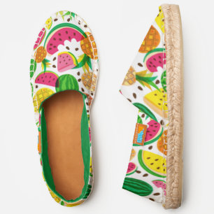 Red & Yellow Tropical Fruit Pattern Espadrilles