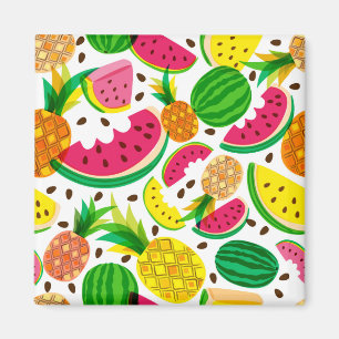 Red & Yellow Tropical Fruit Pattern Magnet