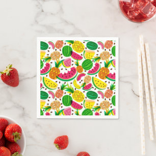 Red & Yellow Tropical Fruit Pattern Napkins