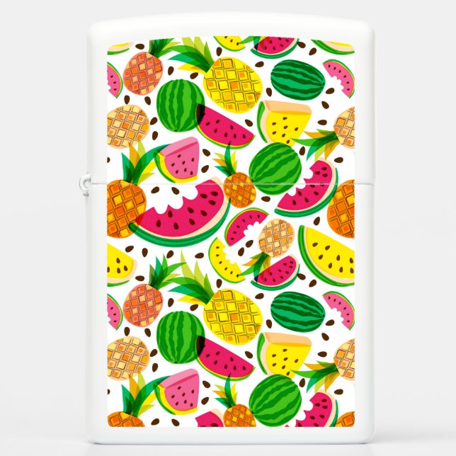 Red & Yellow Tropical Fruit Pattern Zippo Lighter (Front)