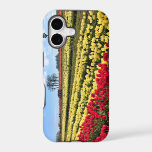 Red & Yellow Tulip Field with Hot Air Balloon iPhone 17 Case