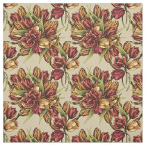 Red yellow Tulips Bouquet Pattern Fabric