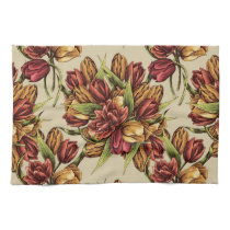Red yellow Tulips Bouquet Pattern Kitchen Towel
