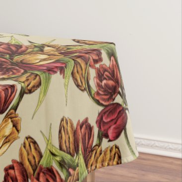 Red yellow Tulips Bouquet Pattern Tablecloth